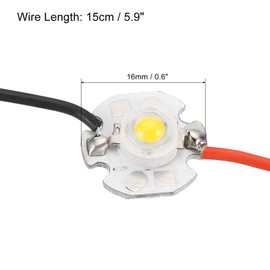 PATIKIL 0.6" LED Chip Bulb, 5 Pack 700mA 3W Aluminum Substrate COB Light Beads Light with Wire for DIY Lighting Fixtures, Warm White 2800-3500K