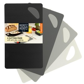 Moritz & Moritz 4-Part Kitchen Cutting Boards 25 x 14.5cm - Chopping Boards for Kitchens - Coloured Chopping Boards Set - Anti-Slip Surface for Safe Cutting Grip Opening - Flexible Chopping mats