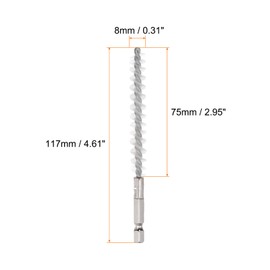 sourcing map 3pcs Nylon Bore Brush 8mm Dia Cleaning Wire Brush with Handle 1/4 Inch Hex Shank for Tubes, Ports, Bearings