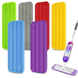 EXEGO 6 Count Reusable Microfiber Mop Pads for Swiffer PowerMop - Power Mop Pads Refills for 13 ''-15 '' Spray Mop, Hard Wood Floor Mop Pads Refills Machine Washable for Multi-Surface Floor Cleaning