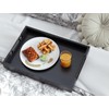 Fibogollo Bamboo Set of 2 Serving Tray with Metal Handles,Ottoman