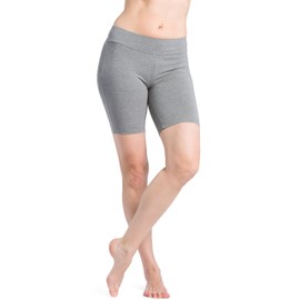 Fishers Finery Women's Ecofabric Classic Yoga Running Short; Mid Thigh (Lt H Gry, L) Light Gray