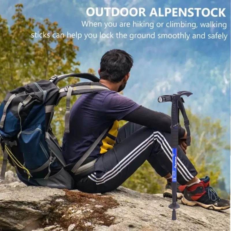 2 Bastones Trekking Senderismo Multifuncional Lampara Luzled