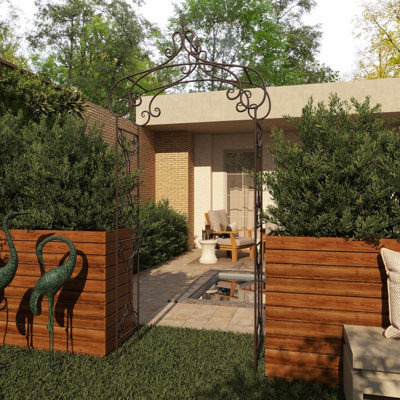 Deco 79 Metal Fleur De Lis Indoor Outdoor Scrollwork Arched