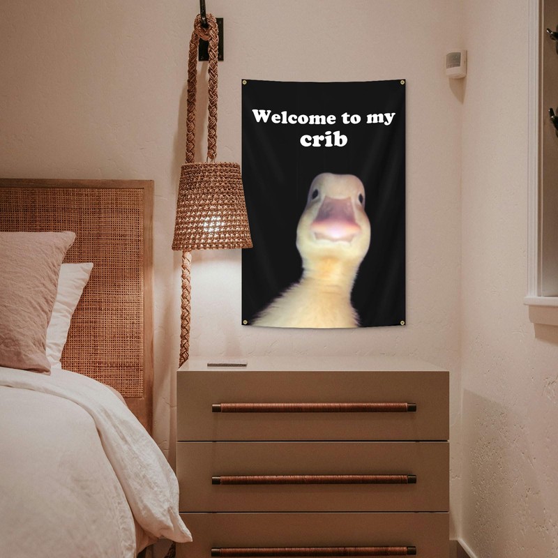 Generic Welcome to My Crib Duck Flag Funny Tapestries 2x3FT