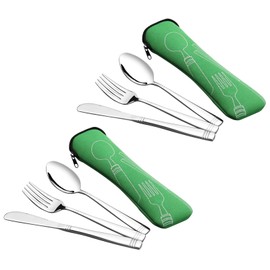 Obstnny 6 Piece Stainless Steel Travel Cutlery Set with Carry Case, Portable Lunch Utensils