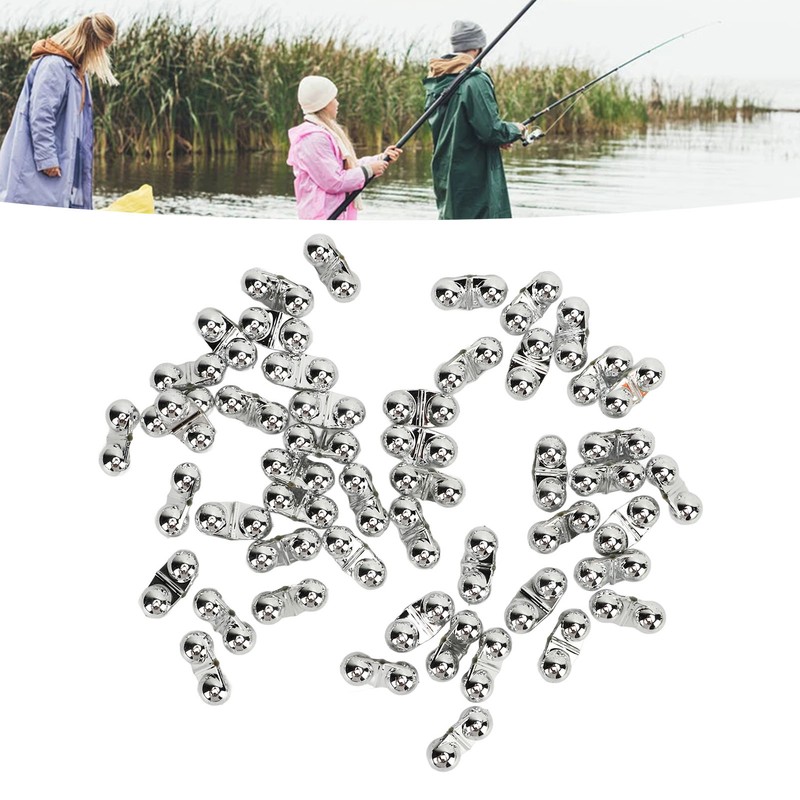 50PCS Fishing Double Rattle Metal Sea Fishing Attractor Bell Beads