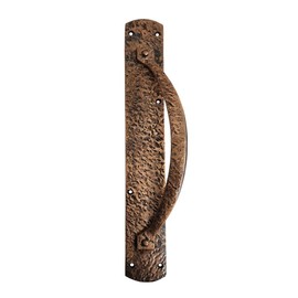 Adonai Hardware "Luhith Heavy Duty Antique Cast Iron Decorative Door Pull Handle with Plate for Vintage Sliding French Wooden Barn Doors, Gates, Fences, Farmhouse, Antique Hardware, Rustic Hardware