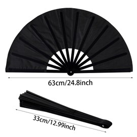 choyaxo Boots on The Ground Hand Fans Line Dance Popping Fan Black Folding Hand Fan for Performance Wedding Decoration Dancing Party Gift