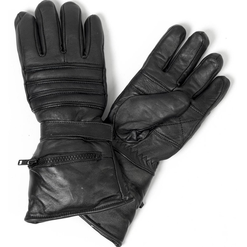 Hot Leathers Gauntlet Gloves with Quilted Lining (Black, Large)