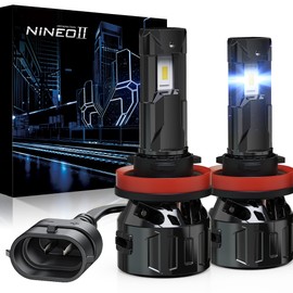 NINEO H11 Bulbs, H8/H9/H11 Fog Lights, [2025 Upgrade] 600% Brighter 6500K White, Fan-Cooled, No Flicker, Plug & Play, Driving or Fog Light, 2 Pack