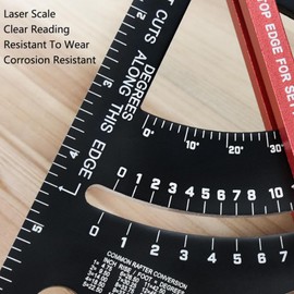 7 Inch Speed Square - 80° Angle Adjustable Combination Triangle Ruler, Carpenter Square with 2 Pencils for Woodworking Tool (Metric)