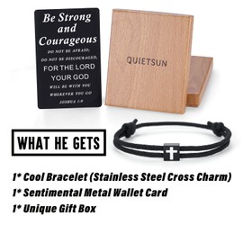 Quietsun Graduation Him Teens Boys Gifts Teenage Confirmation Cross Bracelet Men Christian Baptism Religious Son Cool 12 Year Old Birthday Christmas Stocking Valentines Day Easter Basket Stuffers