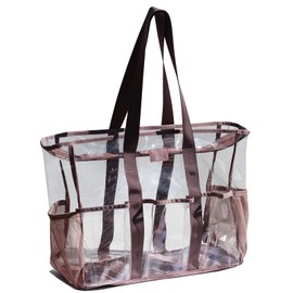 ESVAN Utility Clear Tote Bag with 5 Exterior Pockets Stadium Approved Perfect Gifts for Work,Teachers,Beach