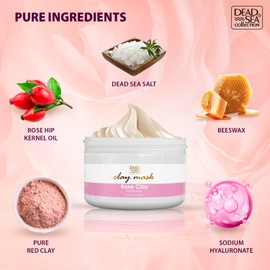 Dead Sea Collection Clay Mask with Rose Hip Oil for Face - Deep Cleansing Skin Care Spa Facial Mask with Dead Sea Minerals - Nourishing and Moisturizing Skin (8.4 fl.oz)