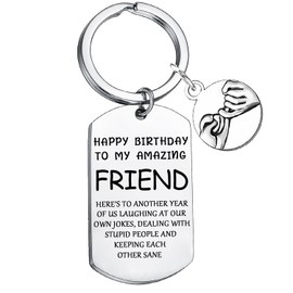 Waeceip Happy Birthday Gifts for Friends Friendship Keychain Funny Gift for Women Birthday Gifts for Best Friend Coworker Bestie