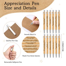 Sayglossy 48 Sets Team Appreciation Gifts for Coworkers Bulk Motivational Wood Bamboo Pen with Inspirational Cards for Employee Group Staff Teacher Nurse Office Supplies Valentine's Day Gift