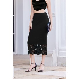 Zeagoo Skirt Women's Long Elegant Midi Skirts High Waist Wrap Skirt Elasticated Waist Plain Casual Skirt Autumn, black, S