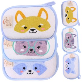 IWOWHERO 6Pcs Bath Mitts Exfoliating Gloves Cartoon Washcloths for Gentle Bathing Soft Texture for Newborns and Animal Designs Dog Cat Raccoon
