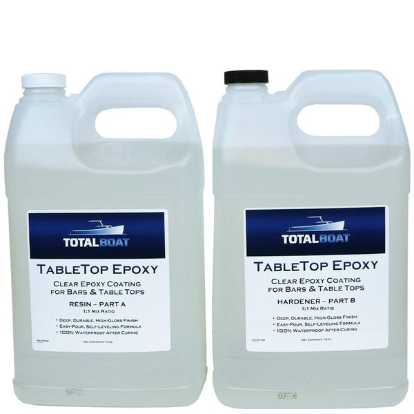 TotalBoat Table Top Epoxy Resin 2 Gallon Kit - Crystal Clear Coating and Casting Resin for Bar Tops, Table Tops, Wood, Concrete, Epoxy Art & Crafts