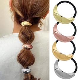 4Pcs Metal Hair Ties Hair Scrunchies for Women Girls - Elegant Y2K Vintage Hollow Designs for Daily Wear Hair Ties No Damage Elastics Hair Accessories for Women Girls