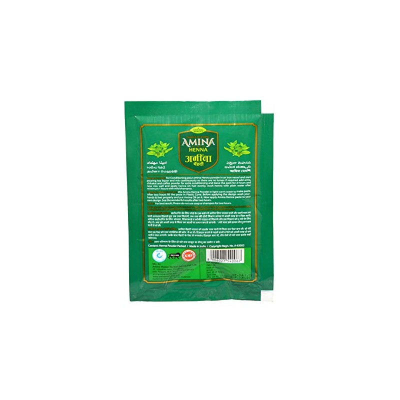 Amina Herbal Henna Mehndi Powder Green ,500 g (Pack of
