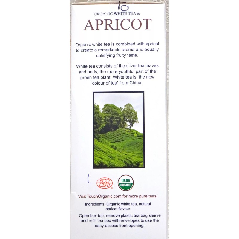 Touch Organic APRICOT WHITE Tea Bags, 40 Bags, 2.5 oz