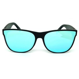 RAKOSTA c7131 Premium Flat Semi-Shield Matte Finish Mirrored Womens Mens Sunglasses (BLUE, MATTE BLACK)