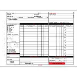 Garage Repair Order Forms with Work Codes, 8.5” x 11.75”, 3 Part, Carbonless, 50 Pack, J. J. Keller & Associates, Inc.