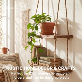 Chmentnanza 1 Inch x 50 Ft Hemp Rope - Heavy Duty 4 Strand Twisted Twine for Crafts, Nautical Decor, Tug of War, Landscaping, Gardening & Railing (900 lbs Break Strength, Natural Brown)