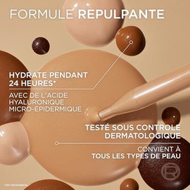L'Oréal Paris True Match Sérum Rellenador con Color, Base de Maquillaje en Sérum con Ácido Hialurónico, Acabado Luminoso, Piel Uniforme y Radiante, To