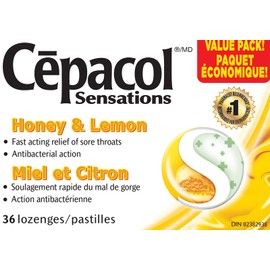 Cepacol Sensations Honey and Lemon, Sore Throat lozenges 36 count