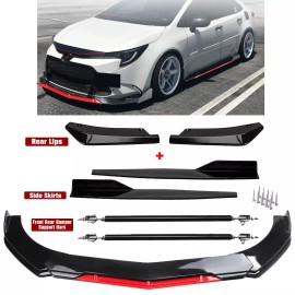 Unbranded For Corolla SE Sedan Front Rear Bumper Lip Spoiler Splitter Body Kit Side Skirt