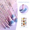 7 piece clear makeup brush set, crystal sequin handle, glitter