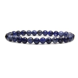 Angelstones Natural Blue Sodalite Gemstone 6mm Round Beads Stretch Bracelet 7" Unisex