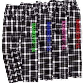 JANT girl Basketball Black White Lounge Flannel Pant with Pockets (Neon Pink, YL)