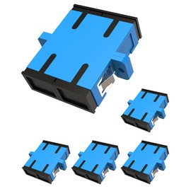 VANDESAIL 5pcs SC/OS2 Duplex Fiber Optic Adapter SC Female to SC Female UPC Network Internet Duple Single Mode Multimode Fiber Optical Coupler Connector Adapter,Blue