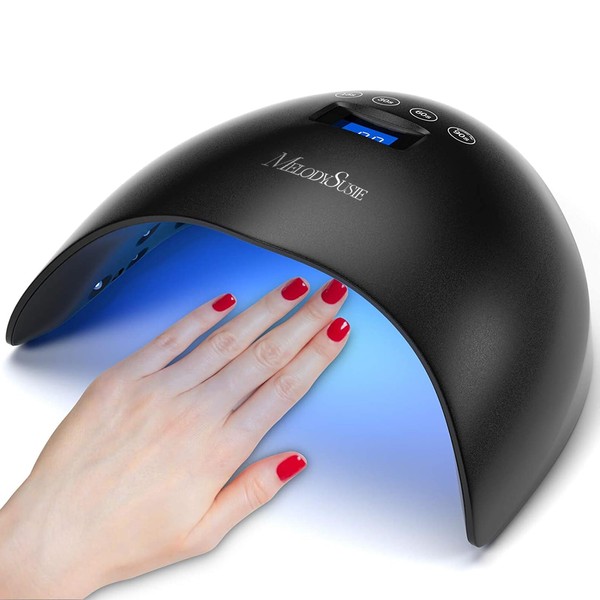 MelodySusie 48W UV LED Nail Lamp, Professional Nail Dryer for Gel Nails Polish with 4 Timers Fast Curing, P-Plus24T UV Light for Nails with Auto Sensor for Home Gel Nail Art Manicure, Black