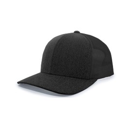 Pacific Headwear Trucker Snapback Cap, Black Heather/Black/Black Heather