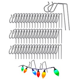 NACETURE 50 Pack Stainless Steel Christmas Light Hangers with Gutter Guard, Heavy-Duty Metal Hooks