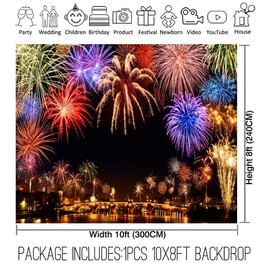 Allenjoy 10x8ft New Year Backdrop Annual Countdown NYE Shining Bokeh Fireworks Family Party Supplies Holiday Festival Decoration Celebration Photoshoot Props Photography Background Favors Booth Banner