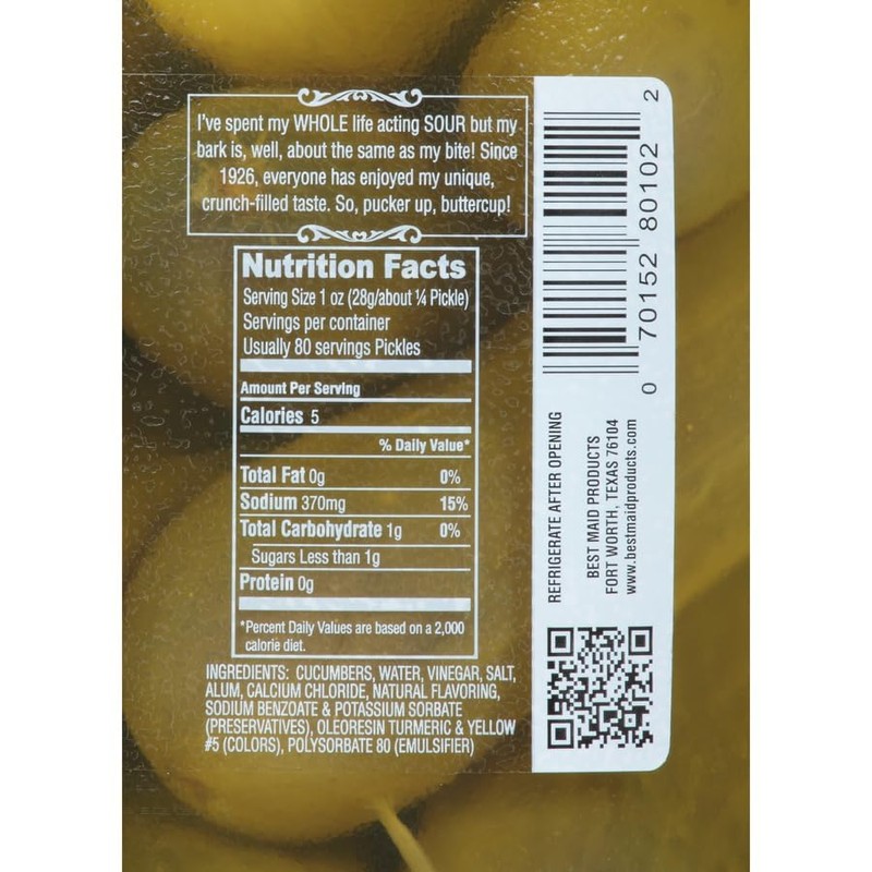 Best Maid Sour Pickles 1 Gal 18-22 count (2 Pack)