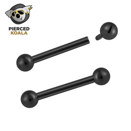 Pierced Koala (16G 8mm) 2PCS Titanium Implant Grade 16G 14G Internally Threaded 8mm - 14mm Tongue Nipple Industrial Bar Ear Barbell Body Jewellery