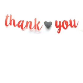 Red Glitter Thank You Banner Pre-Strung,Engaged Wedding Bridal Shower Bunting Thanksgiving Photo Props.Anniversary Bridal Party Decoration (Red)