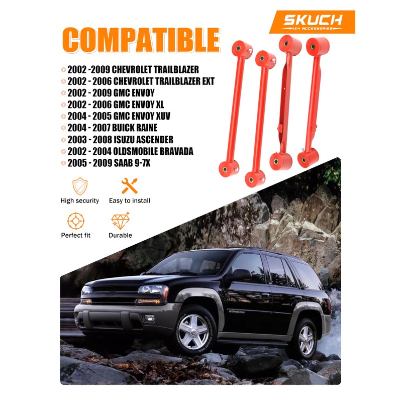 4 pc Rear Upper & Lower Control Arms Kit – Fits