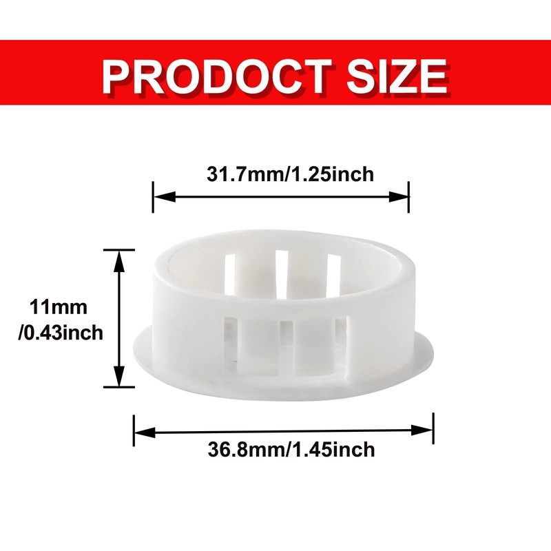 Moicstiy 30Pcs 1-1/4 inch (32mm) White Hole Plugs, Plastic Round
