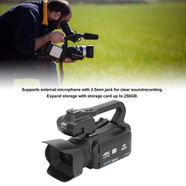 4K Camcorder 64MP, 18x Digital Zoom, 4inch, Night, Vlogging Camera with Remote Control, Microphone, Fill Light, Webcam, HD Output, Portable, Connection