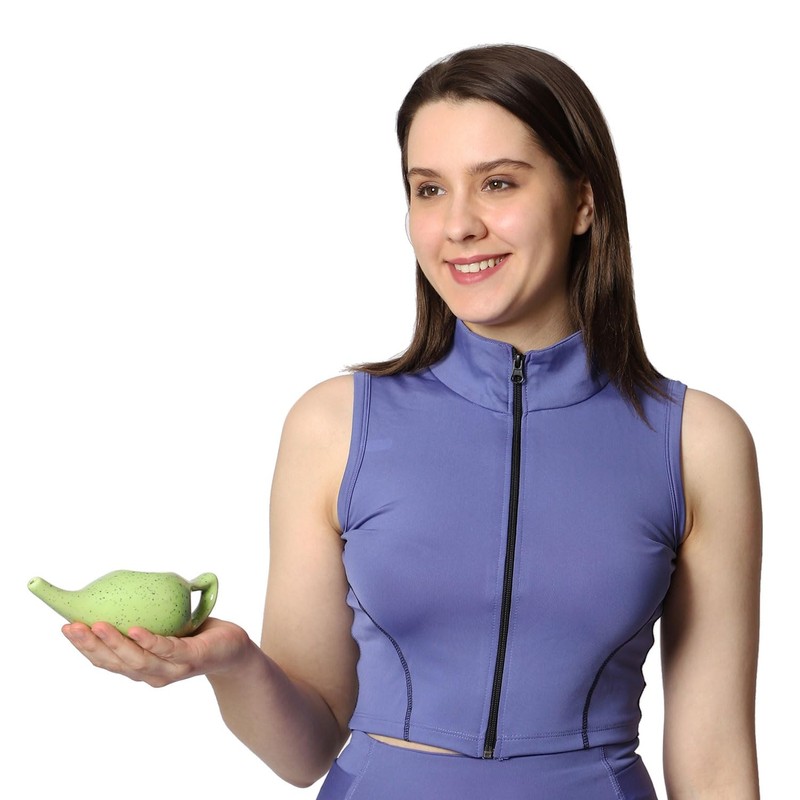 HealthGoodsAU - Freckle Pattern Green Ceramic Neti Pot for Nasal