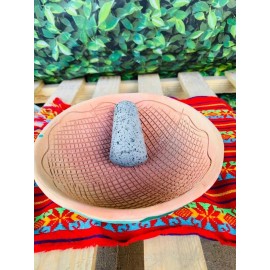 Unsure Molcajete Glay Bowl Mexican 9in Molcajete De Barro Con Flores
