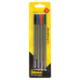 Idena 516186 Fineliner Pens Width 0.4 mm Pack of 4